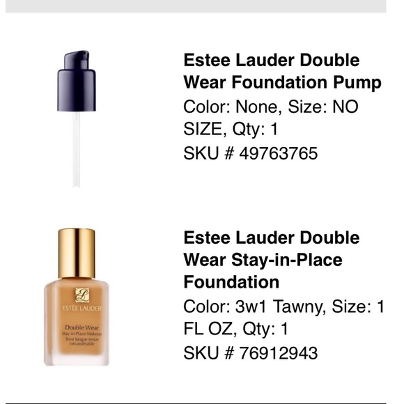 Estee Lauder Double Wear Foundation w/ Pump - 3W1 Tawny - Picture 3 of 3